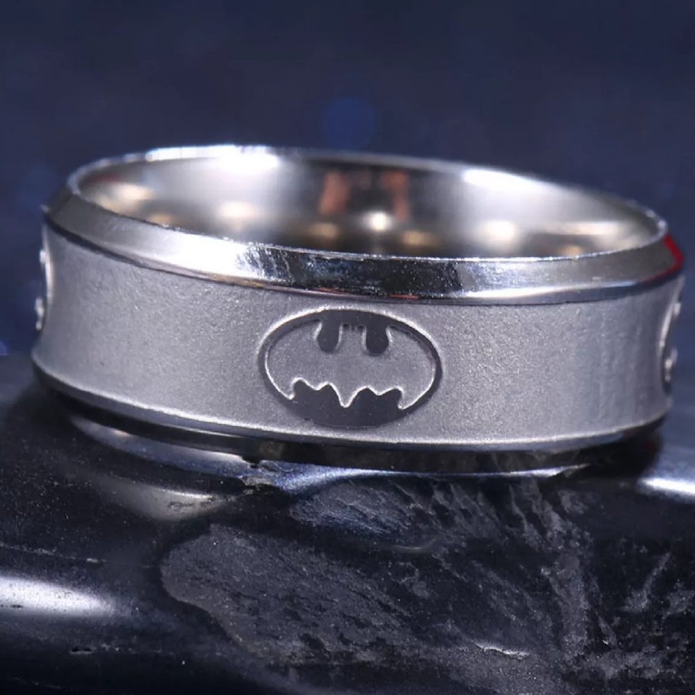 Mens Sterling Silver Batman Ring